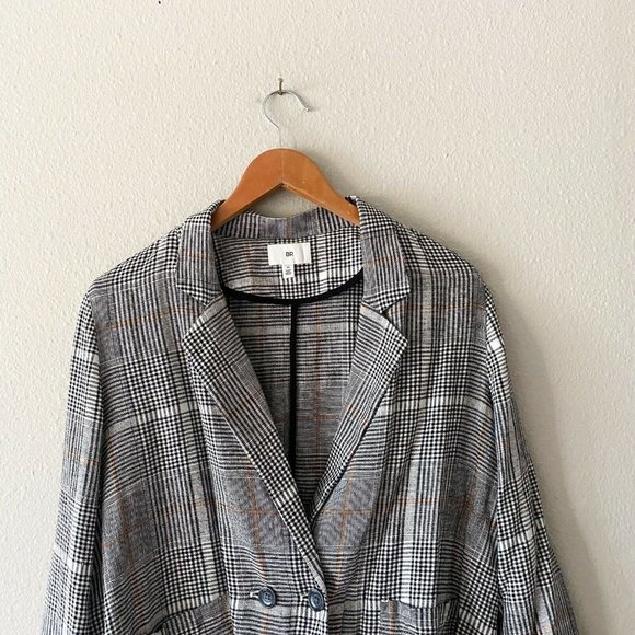 BP linen blend white and black plaid jacket size M blazer - Picture 3 of 8